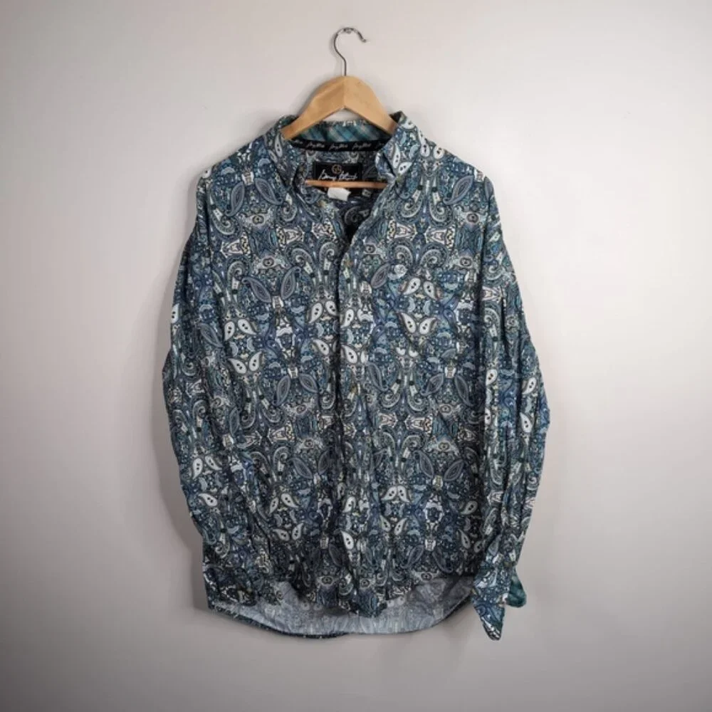 George Strait Wrangler Floral Flip Cuffs Western Cowboy Paisley Shirt Men's XL - Picture 2 of 9